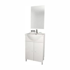 Set mobilier de baie 55 cm alb cu oglinda Desy