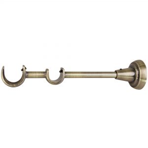 Consolă fier forjat dublă cu suport auriu-antic 20 mm, 2 buc/set