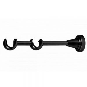 Consolă fier forjat dublă cu suport negru 16 mm, 2 buc/set