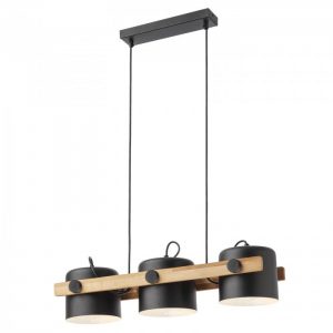 Lustra Pooh negru mat lemn, 3xE27