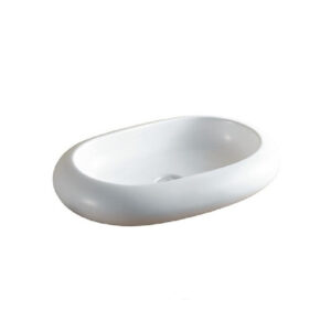Lavoar pe blat oval alb Art 5 - 64x43 cm
