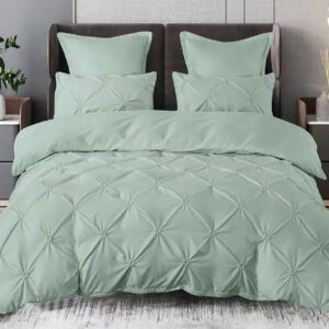 Lenjerie de pat finet uni 6 piese verde/gri
