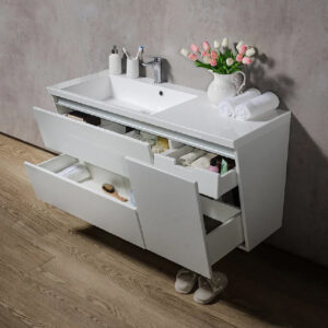 Mobilier de baie alb 125 cm Premium Cyprus R + lavoar alb