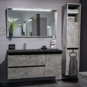 Set mobilier de baie gri 125 cm Lux Cyprus R + lavoar + oglinda + soldat