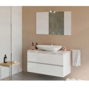 Mobilier de baie suspendat 100 cm Premium City blat gri (fara oglinda)