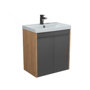 Mobilier de baie gri / stejar 60 cm Olive 60-U