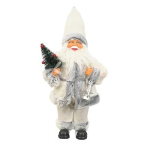 Decoratiune Mos Craciun cu brad alb 30 cm