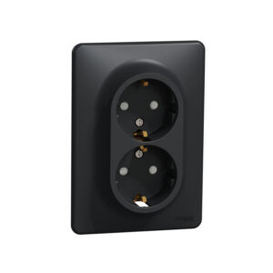 Priza dubla 2P+E cu obturatoare antracit SCH-SDD314221