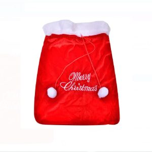 Sac pentru cadouri catifelat rosu - 35x43 cm