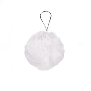 Glob de Craciun cu blana alba - 8 cm