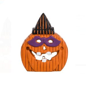 Dovleac decorativ de Halloween ceramic cu LED - 8.5x4x10.5 cm