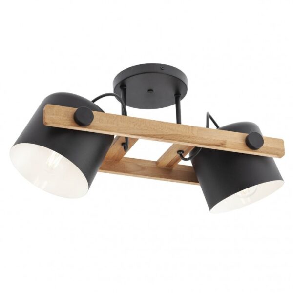 Lustra Pooh negru mat lemn, 2xE27