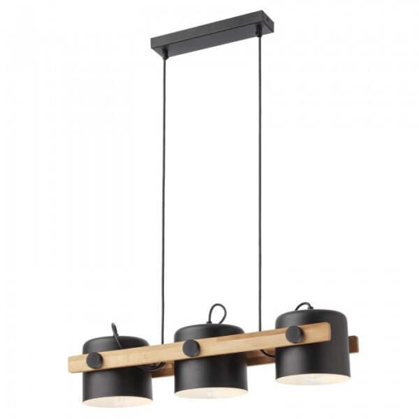 Lustra Pooh negru mat lemn, 3xE27