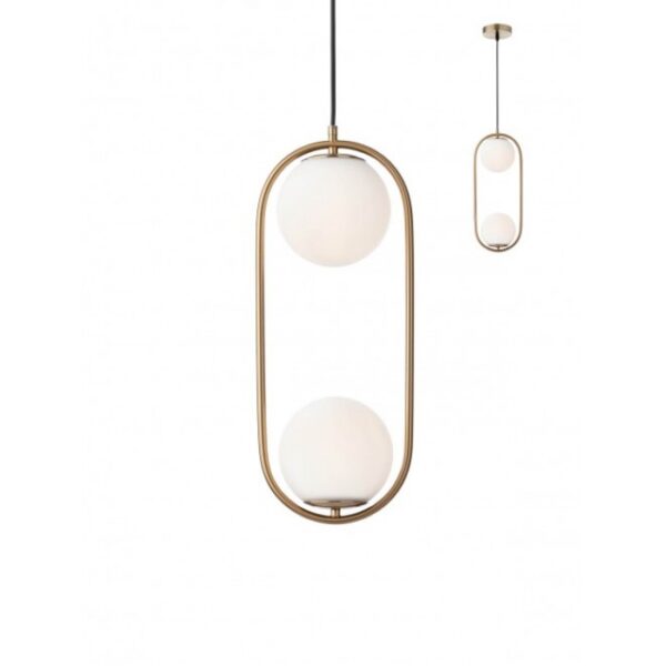 Suspensie Smarter Niva auriu mat/sticla, 2xE14