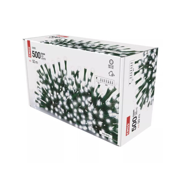 Instalatie Craciun 50 m interior/exterior lumina alb rece 500 led