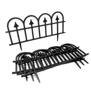 Gard de gradina decorativ plastic, negru, set 4 buc, 60x25 cm