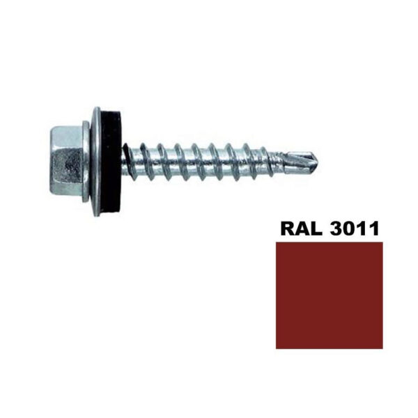 Șurub autoforant cu cap hexagonal și șaibă EPDM 4,8x25 RAL3011