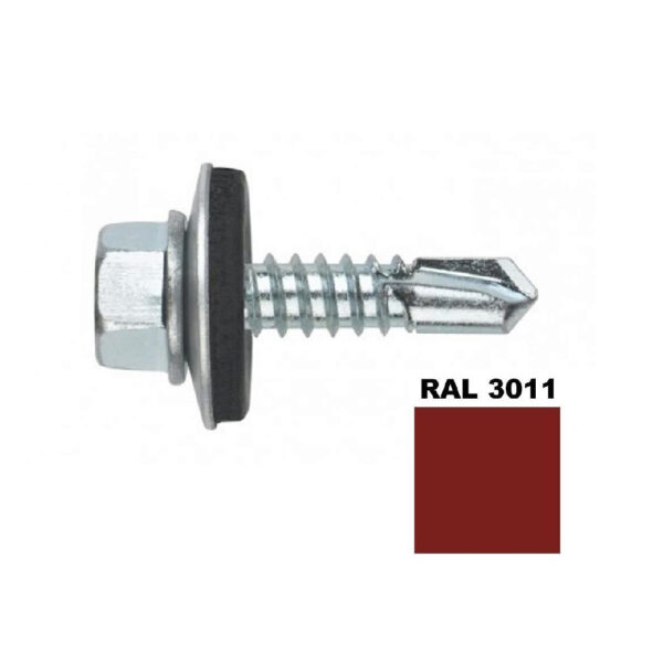 Șurub autoforant cu cap hexagonal și șaibă EPDM 4,8x19 RAL3011