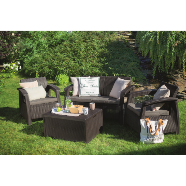 Set mobilier gradina maro Keter Corfu Box - imagine 2