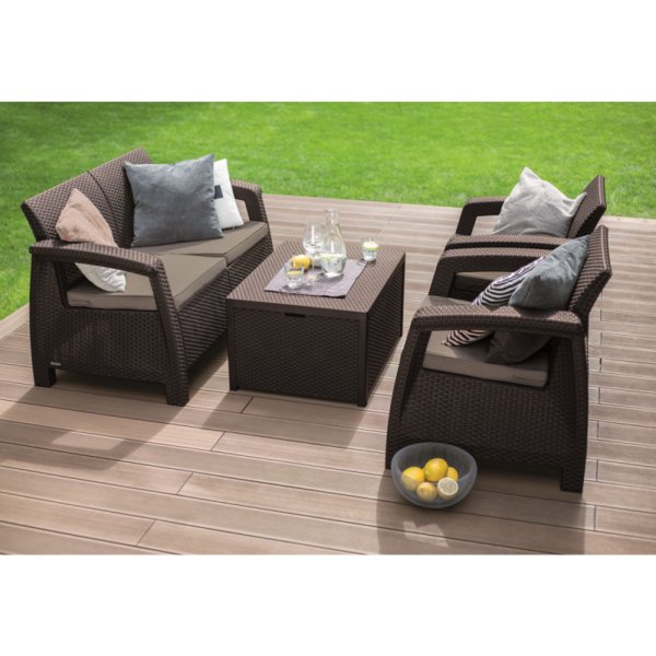 Set mobilier gradina maro Keter Corfu Box - imagine 3