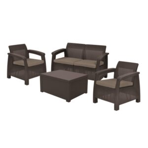 Set mobilier gradina maro Keter Corfu Box