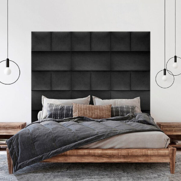 Panou decorativ tapițat Mollis gri 30 x 60 cm - imagine 2