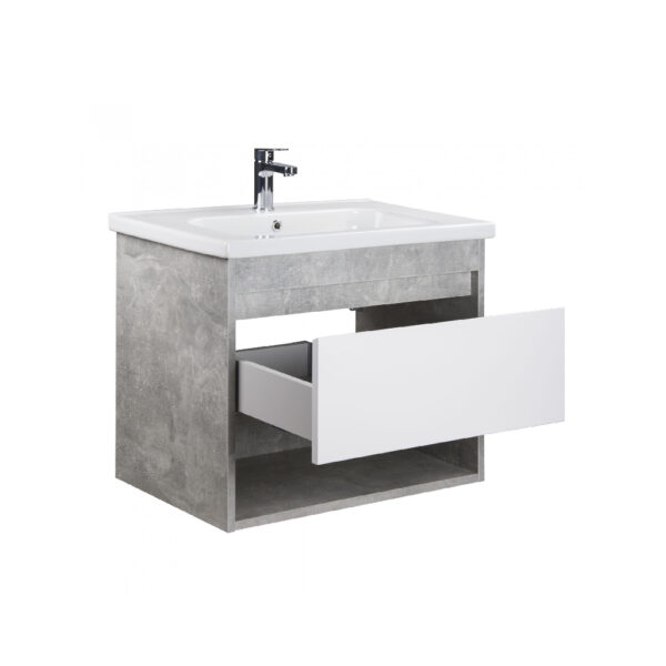Set mobilier de baie alb / gri 80 cm Premium Oslo Loft - imagine 2