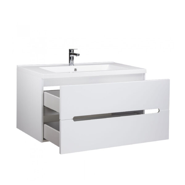 Set mobilier de baie suspendat alb 100 cm Octavio - imagine 2