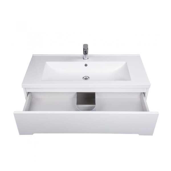 Set mobilier de baie suspendat alb 100 cm Octavio - imagine 3