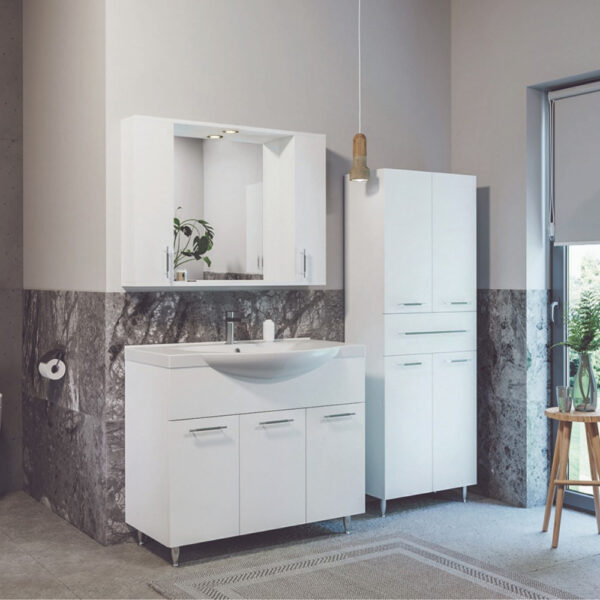 Dulap de baie seria S005 MDF, 4 usi + 1 sertar - imagine 2