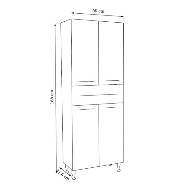 Dulap de baie seria S005 MDF, 4 usi + 1 sertar - imagine 3