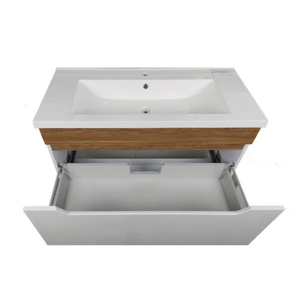 Mobilier de baie alb / stejar 80 cm  Premium Kolibri MDF 80 cm - imagine 2