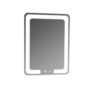 Oglinda de baie cu iluminare led, functie dezaburire, ceas si termometru 60 x 80 cm