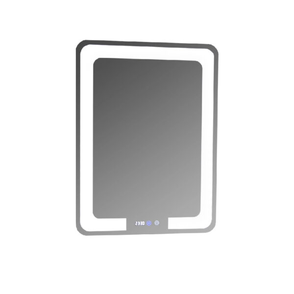 Oglinda de baie cu iluminare led, functie dezaburire, ceas si termometru 60 x 80 cm