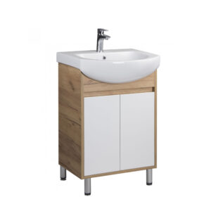 Set mobilier de baie alb / stejar 60 cm Oslo Wood