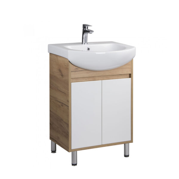 Set mobilier de baie alb / stejar 60 cm Oslo Wood