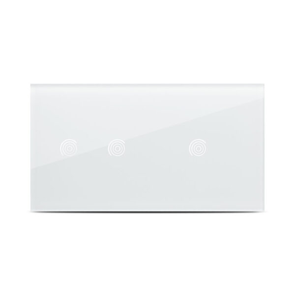 Panou intrerupator touch alb dublu 2T+1T Sticla Pulsar NS