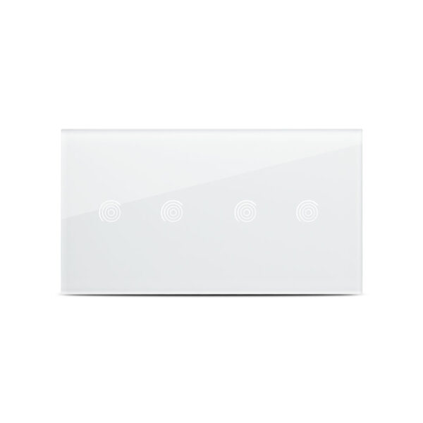 Panou intrerupator touch alb dublu 2T + 2T Sticla Pulsar NS