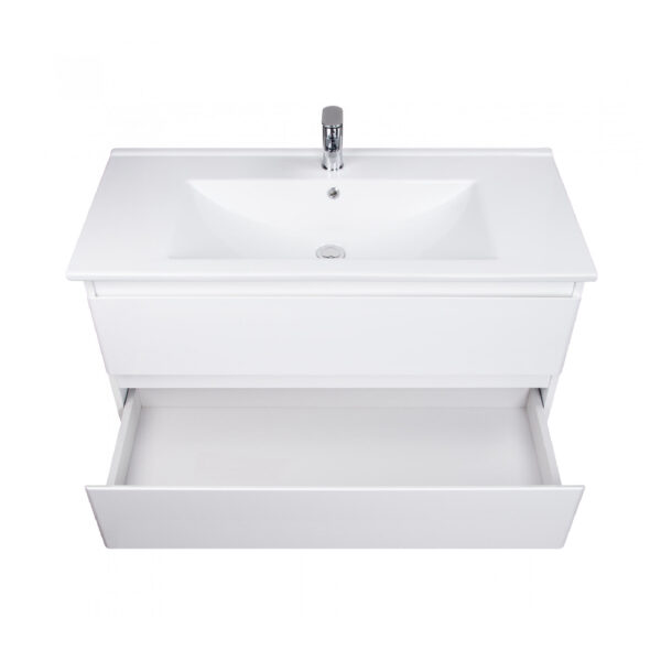 Mobilier de baie alb suspendat 100 cm Premium Sorrento PAL/MDF - imagine 3