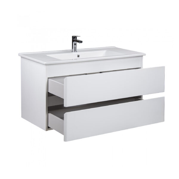Mobilier de baie alb suspendat 100 cm Premium Sorrento PAL/MDF - imagine 2