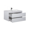Set mobilier de baie alb suspendat 100 cm Marko - imagine 2