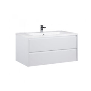 Set mobilier de baie alb suspendat 100 cm Marko