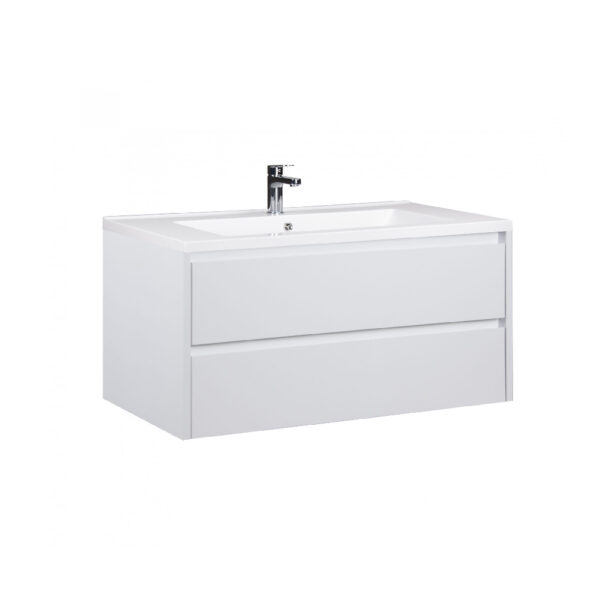 Set mobilier de baie alb suspendat 100 cm Marko