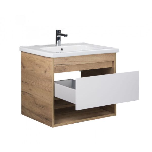 Mobilier de baie suspendat 70 cm stejar Oslo Wood - imagine 3
