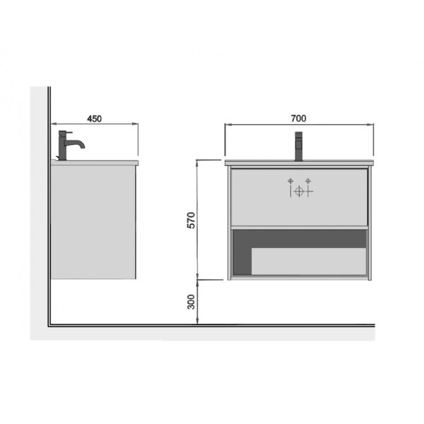 Mobilier de baie suspendat 70 cm stejar Oslo Wood - imagine 5