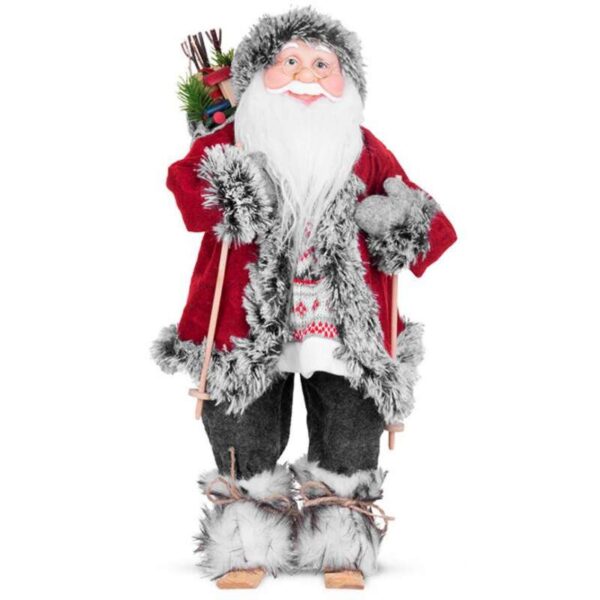 Decoratiune Mos Craciun cu schiuri 46 cm