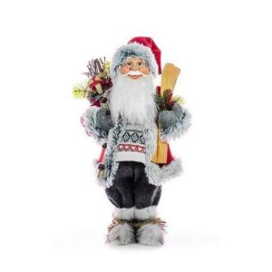 Decoratiune Mos Craciun cu schiuri 61 cm