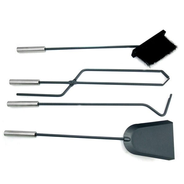 Set accesorii semineu suport cu 4 piese, inox, 66 cm - imagine 3