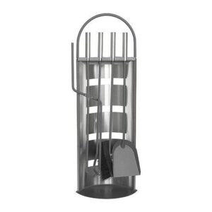 Set accesorii semineu suport cu 4 piese, inox, 66 cm