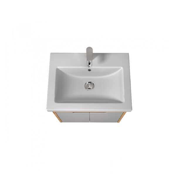 Set mobilier de baie suspendat alb / stejar 60 cm Smart - imagine 3